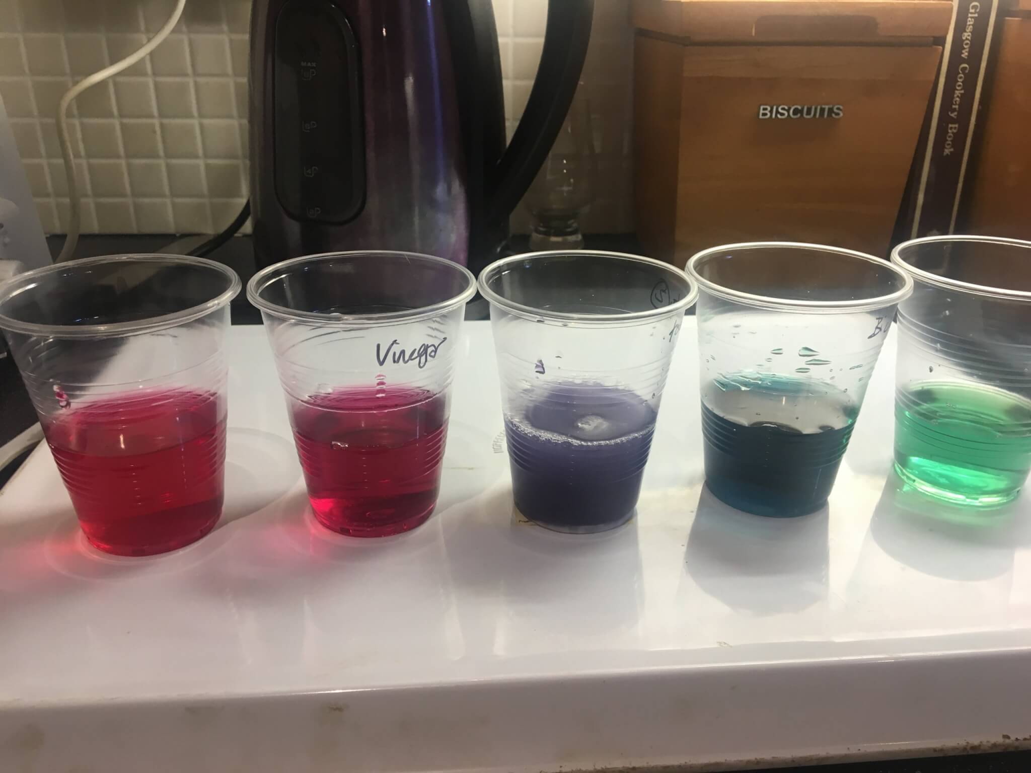 Colour changing liquids